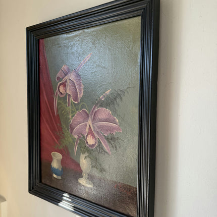 Intriguing Oil Painting Floral Still Life "Orchid Vase" Authentic Medium Art Holland Art Shop
