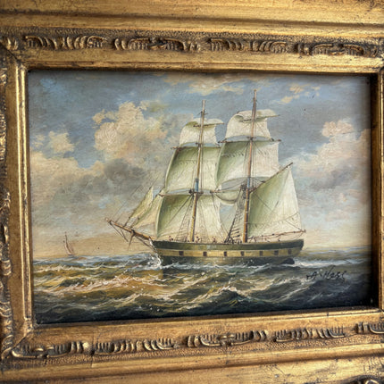Classic Seascape Oil Painting "Green Sails" Detailed French Artwork Holland Art Shop