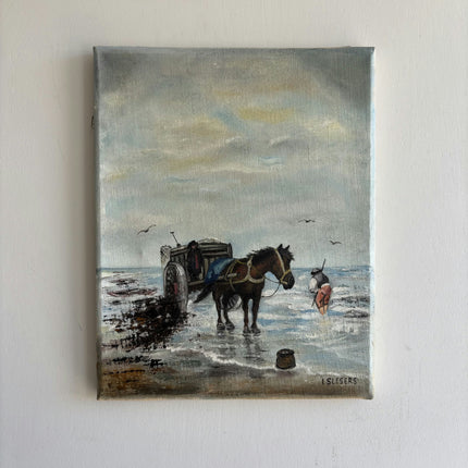 Authentic Animals Oil Painting "Horse Cart" Timeless Small Artwork Holland Art Shop