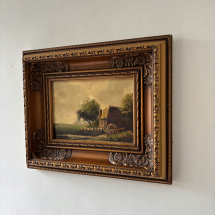 Vintage Landscape Oil Painting "Ornate Frame" Handcrafted Small Artwork Holland Art Shop