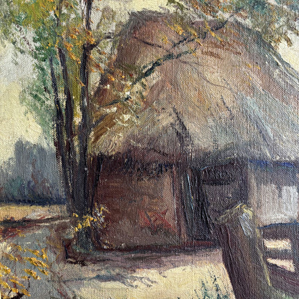 Expressive Farm Oil Painting "Thatched Cottage" Handcrafted Art Holland Art Shop