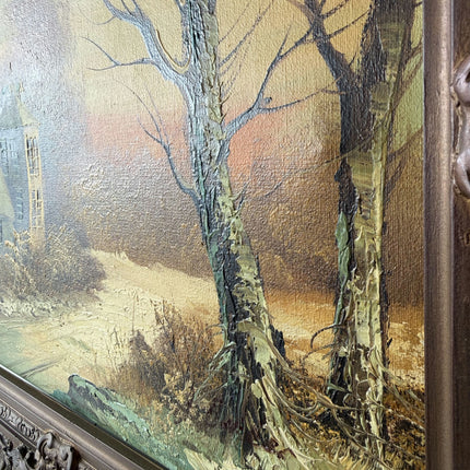 Original Landscape Oil Painting "Snowy Cottage" Refined Artwork Holland Art Shop