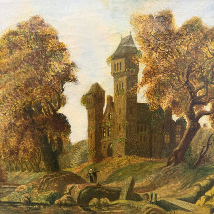 Original Landscape Oil Painting "Stone Castle" Handcrafted Large Art Holland Art Shop