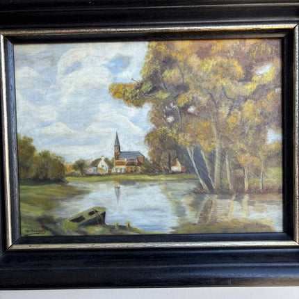 Timeless Landscape Oil Painting "River Boat" Original Artwork Holland Art Shop