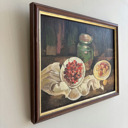 Expressive Still Life Oil Painting "Bowl Of Berries" Classic Small Art Holland Art Shop