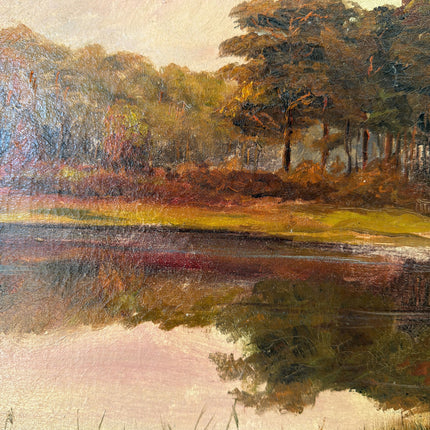 19th Century Oil Painting Landscape "Reflective Pond" Medium Art Holland Art Shop
