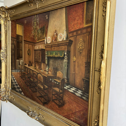 Rustic Interior Oil Painting "Gilded Frame" Original Belgique Artwork Holland Art Shop