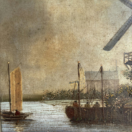 Refined Landscape Oil Painting "Old Windmill" Vintage Small Art Holland Art Shop