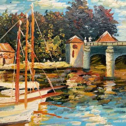 Fine Oil Painting Scenery "Sailing Boat" Striking Small Art