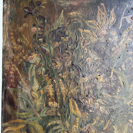 19th Century Antique Floral Still Life Oil Painting "Golden Vase" Large Artwork Holland Art Shop