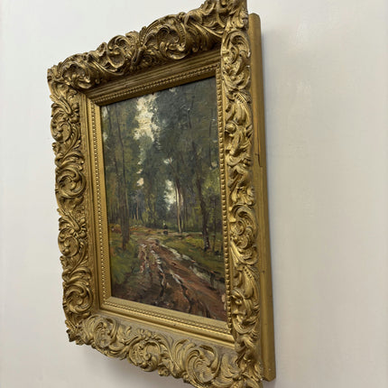 19th Century Antique Landscape Oil Painting "Forest Path" Art Holland Art Shop