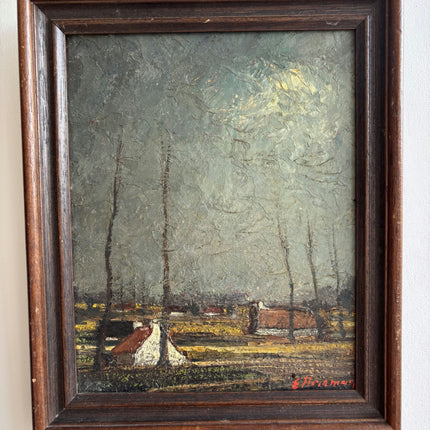 Rustic Landscape Oil Painting "Seated Woman" Detailed Small Art Holland Art Shop
