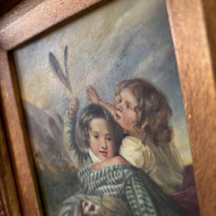 Marvelous Oil Painting Portrait "Childhood Playtime" Antique Medium Artwork Holland Art Shop