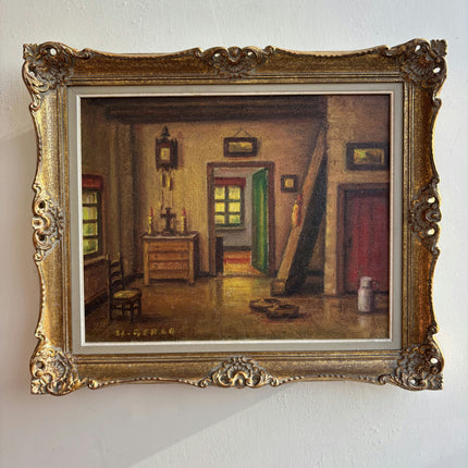 Rustic Interior Oil Painting "Gilded Frame" Detailed Art Holland Art Shop