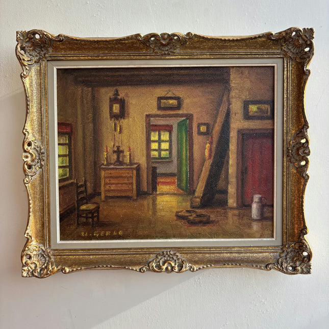 Rustic Interior Oil Painting "Gilded Frame" Detailed Art Holland Art Shop