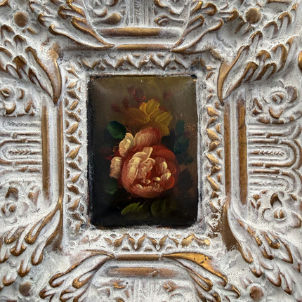 Timeless Floral Still Life Oil Painting "Ornate Frame" Expressive Small Artwork Holland Art Shop