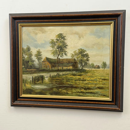 Detailed Farm Oil Painting "Thatched Cottage" Expressive Art Holland Art Shop