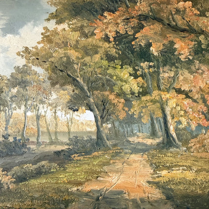 Vintage Oil Painting Landscape "Autumn Pathway" Refined Small Art Holland Art Shop