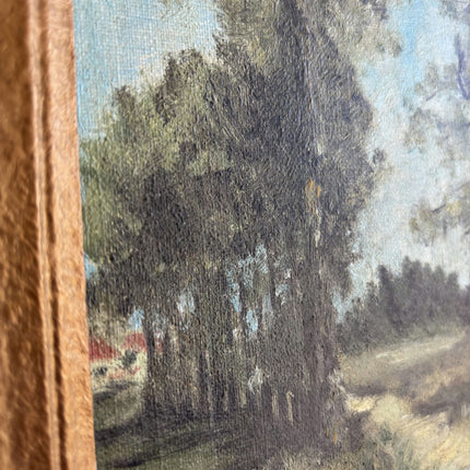 Vintage Landscape Oil Painting "Row Of Trees" Refined Small Artwork Holland Art Shop