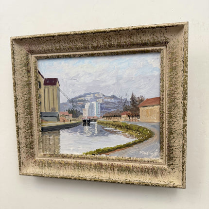 Handcrafted Cityscape Oil Painting "Curving Canal" Elegant Small Artwork Holland Art Shop