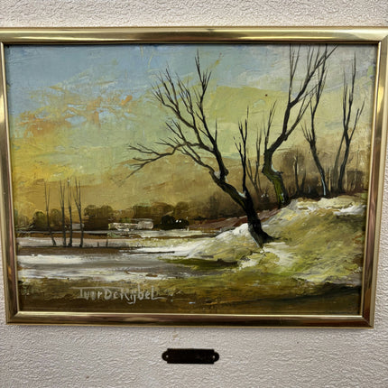 Timeless Winter Landscape Oil Painting "Leafless Tree" Original Art Holland Art Shop
