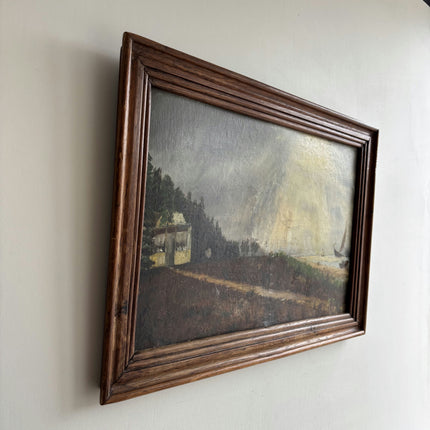 Handcrafted Harbor Scene Oil Painting "Sailing Boat" Original Art Holland Art Shop