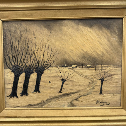 Detailed Winter Landscape Oil Painting "Pollard Trees" Timeless Artwork Holland Art Shop
