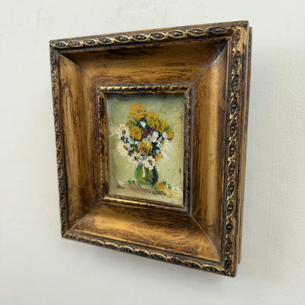 Handcrafted Floral Still Life Oil Painting "Flower Vase" Rustic Small Art Holland Art Shop