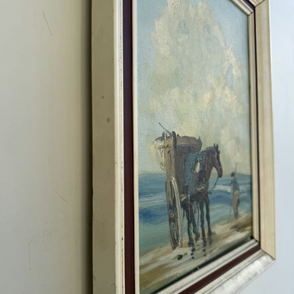 Detailed Seascape Oil Painting "Horse Cart" Traditional Art Holland Art Shop