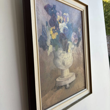 Elegant Floral Still Life Oil Painting "Pansy Bouquet" Rustic Art Holland Art Shop