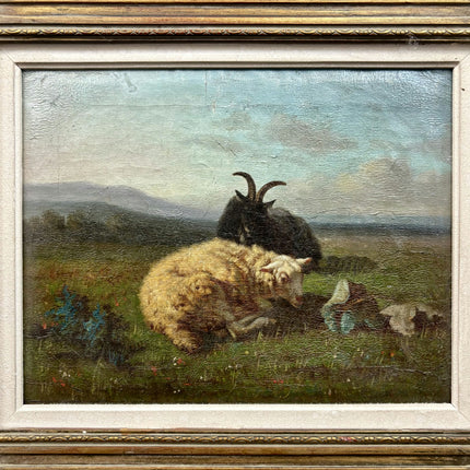 Edmond de Koninck 19th Century Animals Oil Painting " Grazing Sheep" Art Holland Art Shop