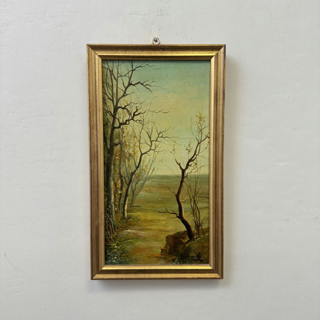 Authentic Landscape Oil Painting "Bare Trees" Classic Small Artwork Holland Art Shop