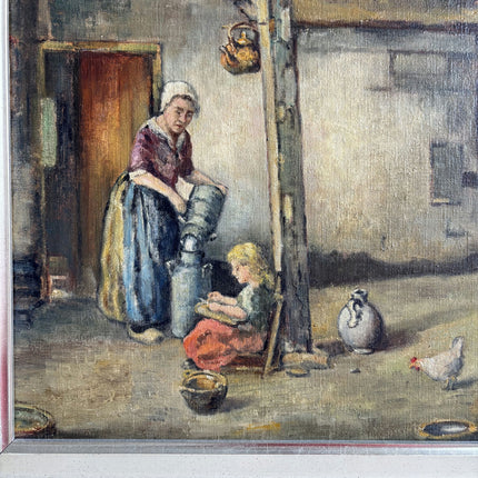 Handcrafted Farm Oil Painting "Farm Woman" Vintage Large Art Holland Art Shop