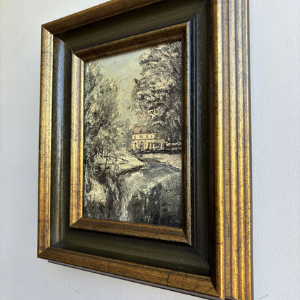 Elegant Winter Landscape Oil Painting "Gilded Frame" Expressive Small Artwork Holland Art Shop