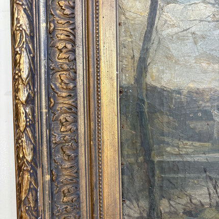 19th Century Antique Landscape Oil Painting "Gilded Frame" Art Holland Art Shop