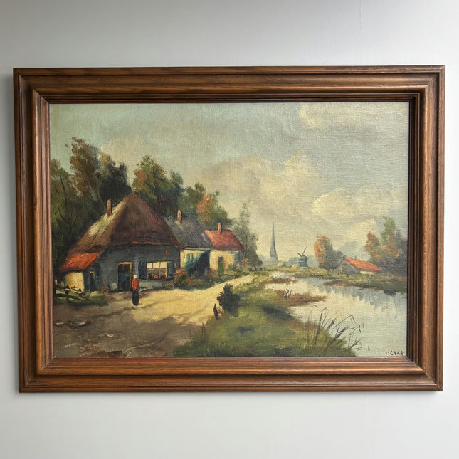 Original Landscape Oil Painting "Thatched Cottage" Refined Large Artwork Holland Art Shop
