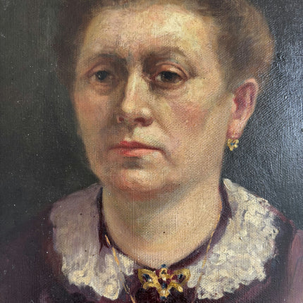 1916 Antique Portrait Oil Painting "Seated Woman" Belgique Artwork Holland Art Shop