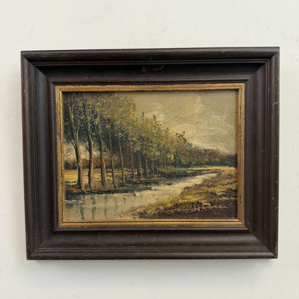 Vintage Landscape Oil Painting "Row Of Trees" Timeless Small Artwork Holland Art Shop