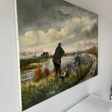 Expressive Figurative Oil Painting "Hunting Dog" Rustic Large Art Holland Art Shop