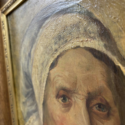 1918 Antique Portrait Oil Painting "Elderly Woman" Art Holland Art Shop
