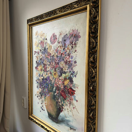 Figurative Oil Painting Flowery Still Life "Flower Vase" Large Artwork Holland Art Shop