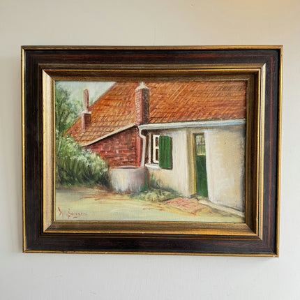 Handcrafted Farm Oil Painting "Tiled Roof" Expressive Art Holland Art Shop