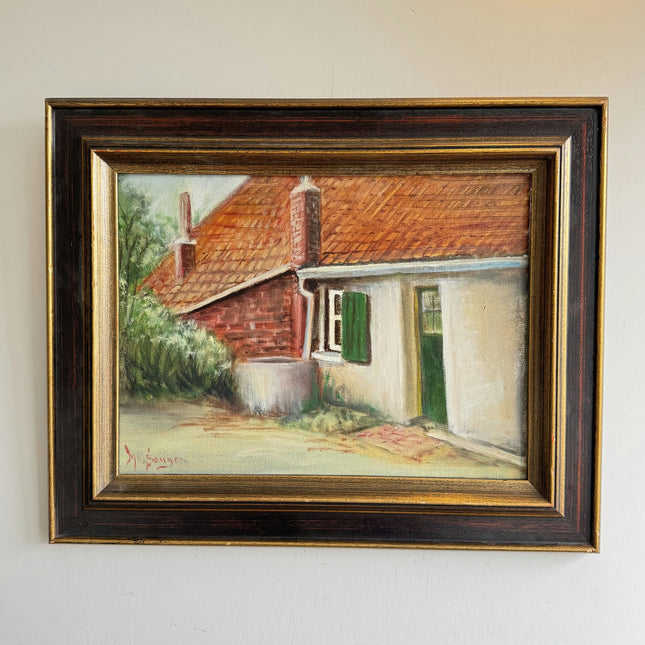 Handcrafted Farm Oil Painting "Tiled Roof" Expressive Art Holland Art Shop