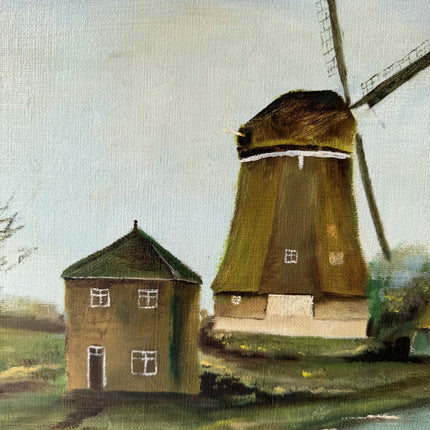 Timeless Landscape Oil Painting "Windmill Tower" Handcrafted Large Artwork Holland Art Shop