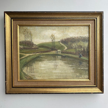 Original Landscape Oil Painting "Curved Pond" Elegant Art Holland Art Shop