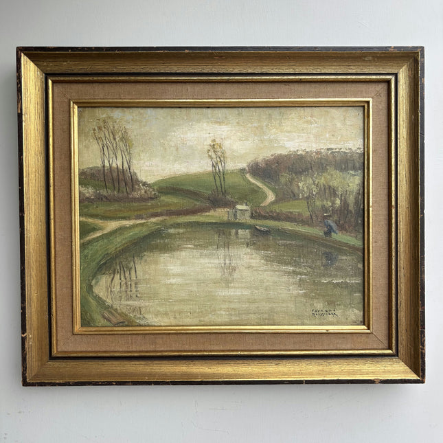 Original Landscape Oil Painting "Curved Pond" Elegant Art Holland Art Shop