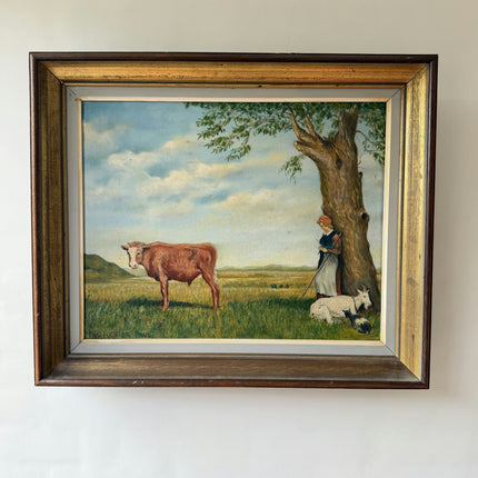 Authentic Interior Oil Painting "Grazing Cow" Elegant Artwork Holland Art Shop