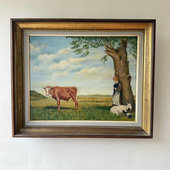 Authentic Interior Oil Painting "Grazing Cow" Elegant Artwork Holland Art Shop