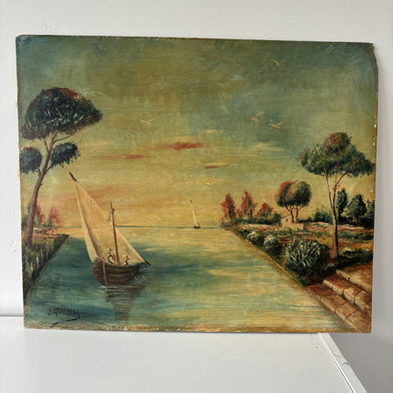 Traditional Harbor Scene Oil Painting "Sailing Boat" Refined Art Holland Art Shop