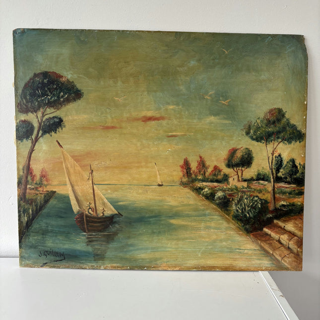 Traditional Harbor Scene Oil Painting "Sailing Boat" Refined Art Holland Art Shop
